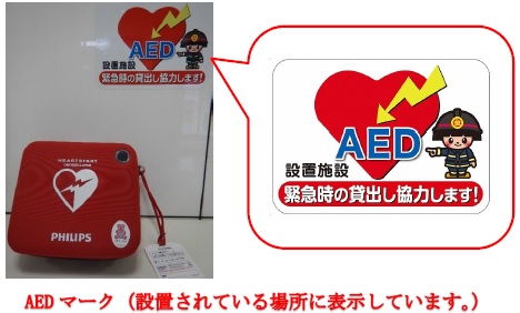 AEDマーク（設置されている場所に表示しています。）