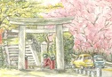 国崎八坂神社とさくら並木