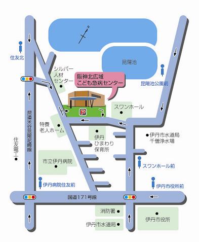阪神北広域こども急病センター周辺地図