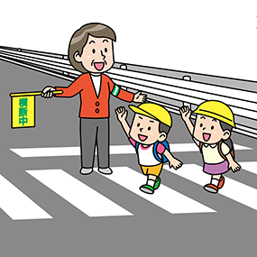 通学路横断歩道のイラスト