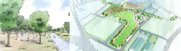 市民ワークショップのご意見をもとに完成した、公園と遊歩道の設計図