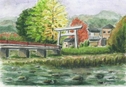 多田神社赤橋と銀杏