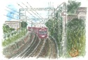 花屋敷1丁目付近を走る阪急電車