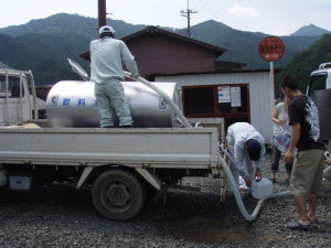 写真：充水作業