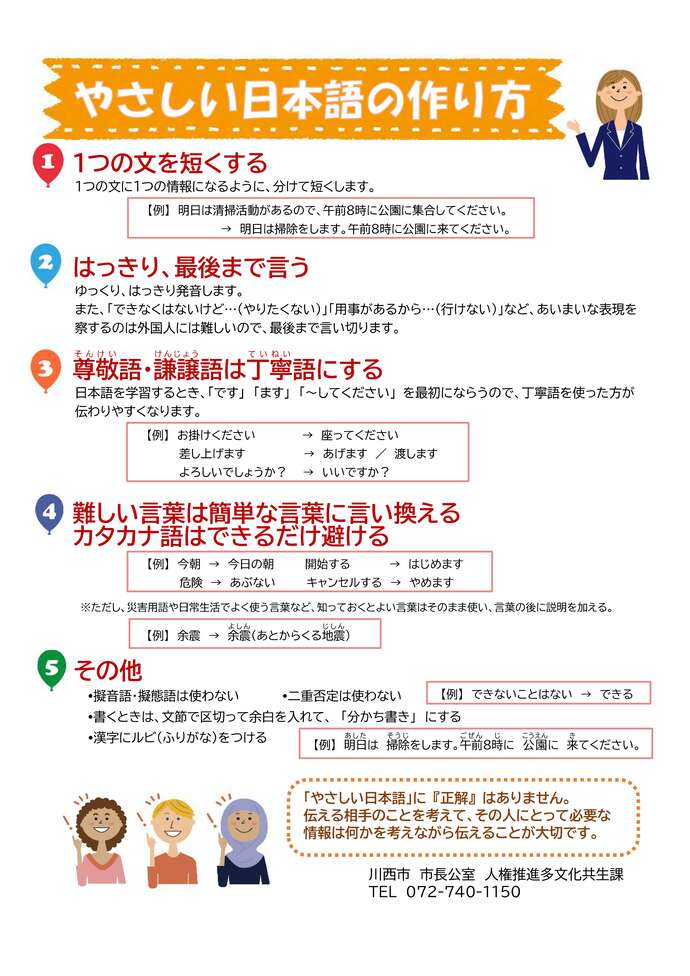 やさしい日本語で話そうチラシ裏