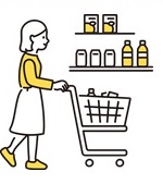 お買い物をしているイラスト