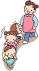 こどもと遊ぶ保育士のイラスト