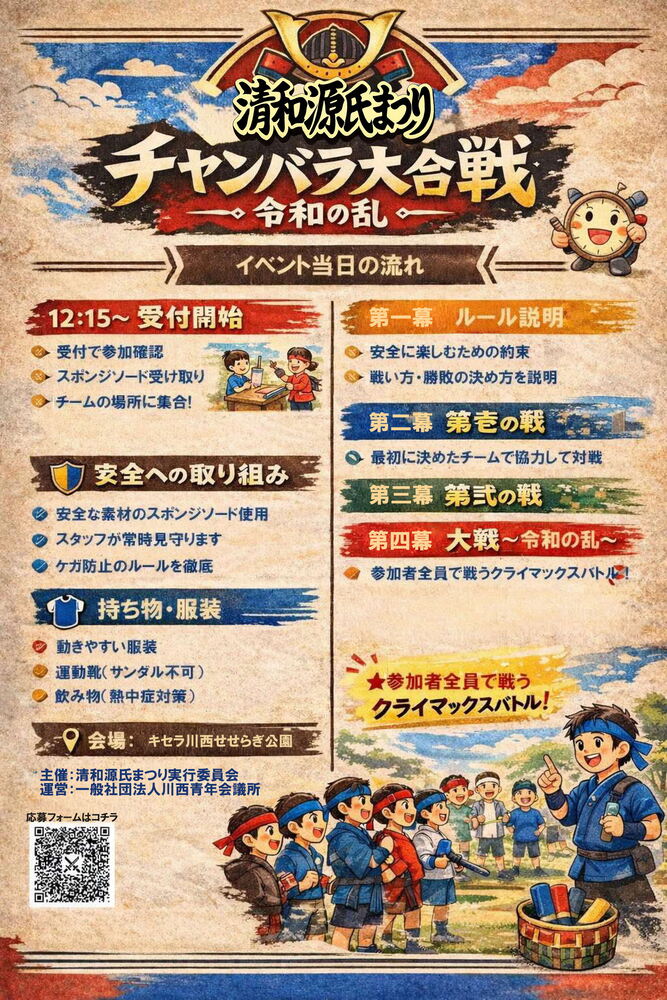 清和源氏まつりチャンバラ大合戦ポスター裏