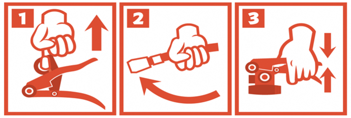 消火器の使いかたの説明のイラスト