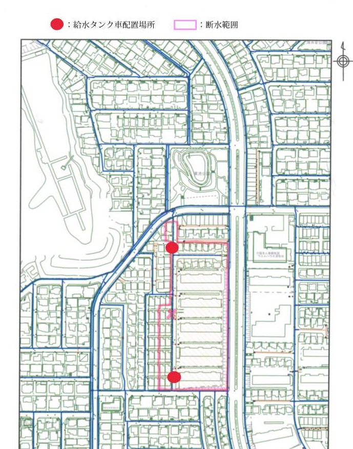 断水範囲（清和台西1丁目）