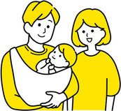 育児夫婦のイラスト