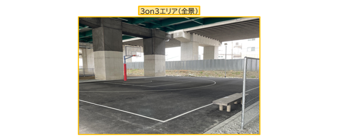 3人制バスケットコートエリアの全景