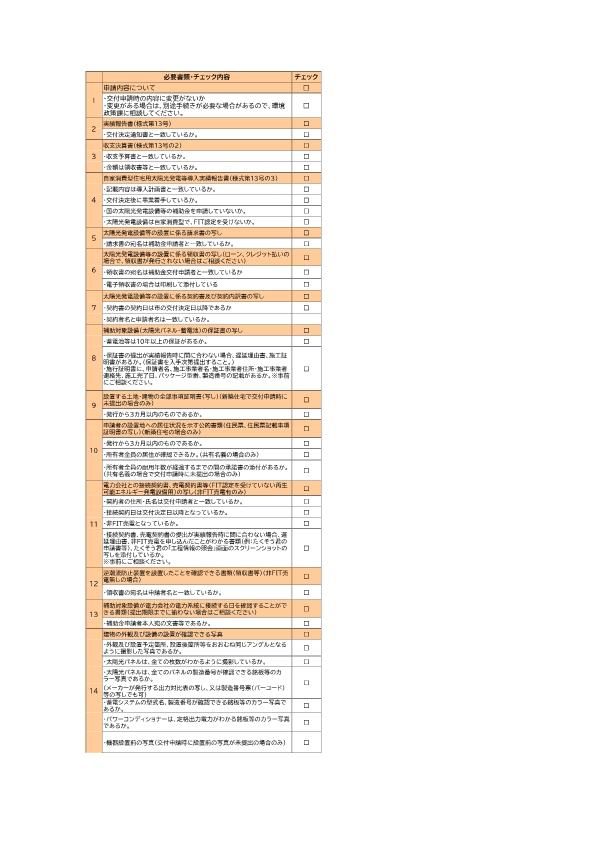実績報告時のチェックリスト